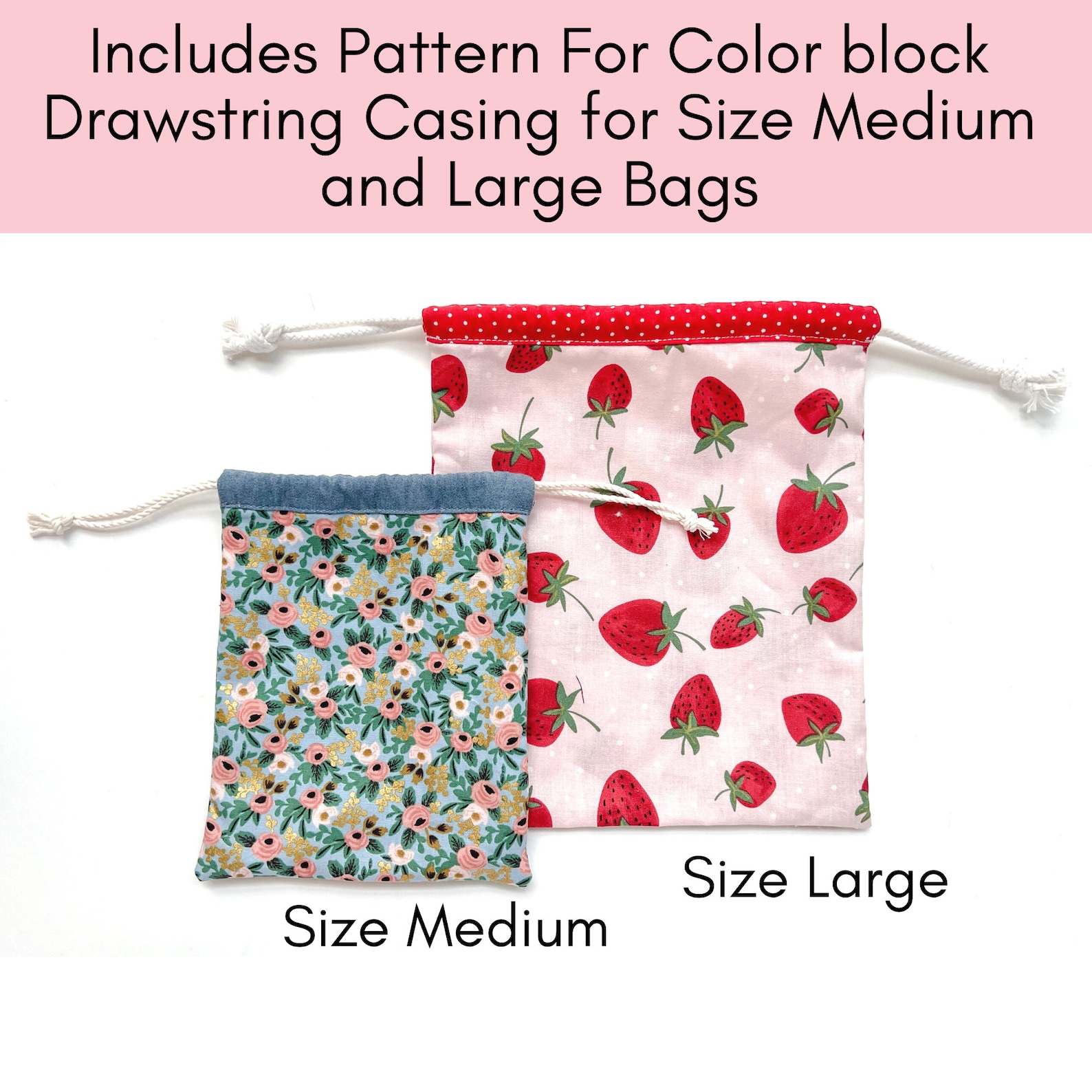 Easy Drawstring Bag PDF Sewing Pattern 4 Sizes Instant Download - Etsy