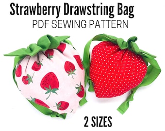 Strawberry Drawstring Bag Sewing Pattern | Treat Bag PDF (Instant Download)