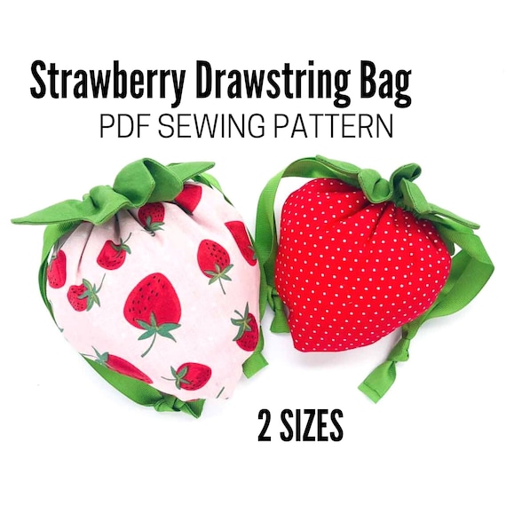 Strawberry Drawstring Bag PDF Sewing Pattern Instant - Etsy