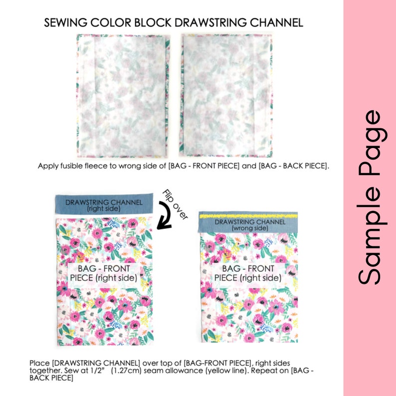 Drawstring Backpack With Zipper Pocket PDF Sewing Pattern 2 Sizes image 8