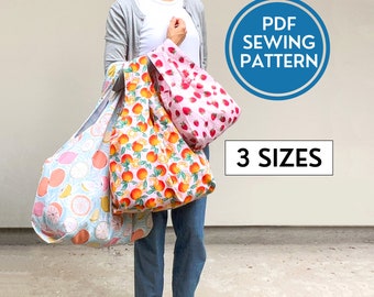 Foldable Shopping Bag PDF Sewing Pattern | Instant Download | Reusable Grocery Bag | Beginner Sewing Project