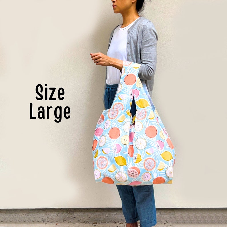 Foldable Shopping Bag PDF Sewing Pattern Instant Download Reusable Grocery Bag Beginner Sewing Project zdjęcie 10