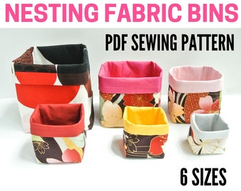 Fabric Bins PDF Sewing Pattern | Instant Download | Set of 6 Nesting Bins