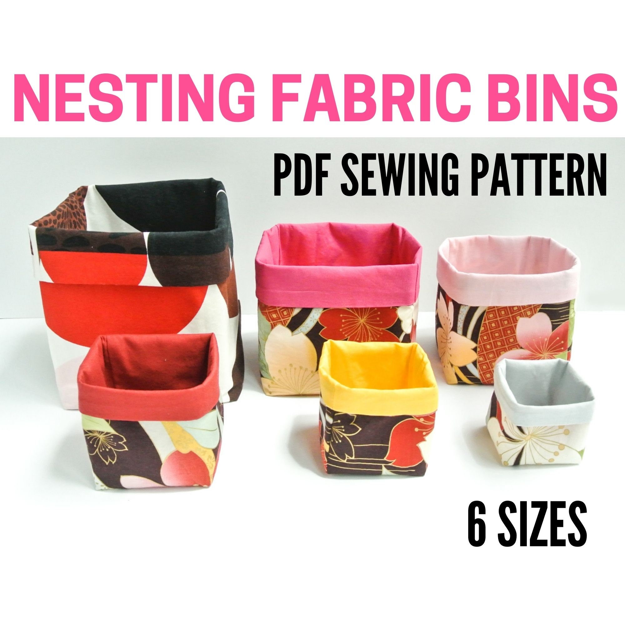 Fabric Bins PDF Sewing Pattern Instant Download Set of 6 Etsy