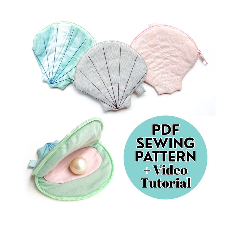 Clam Shell Zipper Pouch Sewing Pattern | Ocean Theme (PDF Pattern) - Etsy