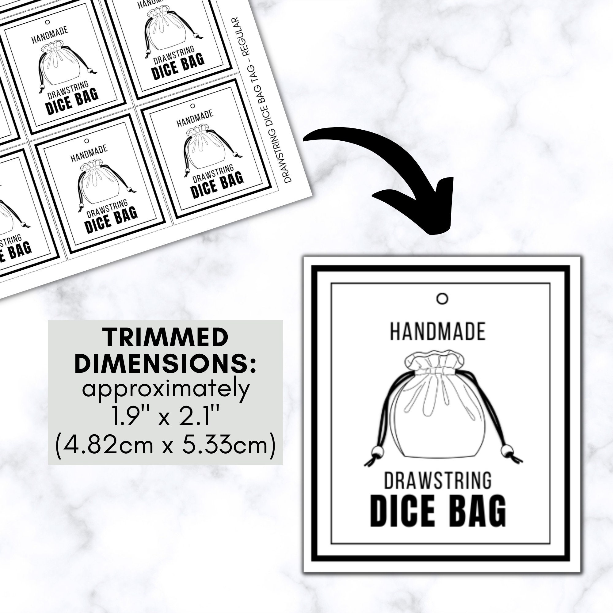 Draw String Labels PRINTABLE Dice Drawstring Bag Tag | Instant Download | Market Tags ...