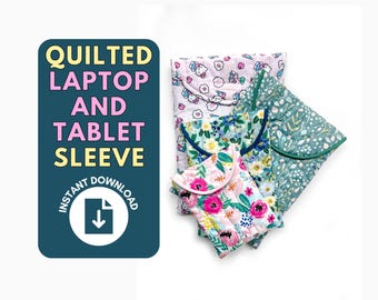 Puffy Laptop Sleeve, Tablet Sleeve, e Reader pouch,  PDF Sewing Pattern. 4 Sizes. Quilted Padded Electronic Device. Instant Download