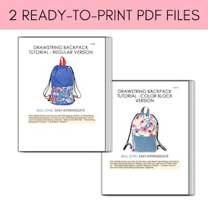 Drawstring Backpack With Zipper Pocket PDF Sewing Pattern 2 Sizes image 5