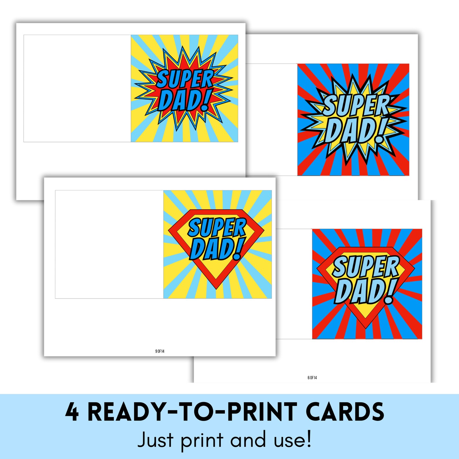 Printable Super Dad Coloring Card INSTANT DOWNLOAD Father's's Day ...