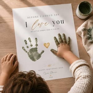 Dad Birthday Card From Kids, Editable Handprint Card Template, DIY Printable Daddy Gift From Baby Toddler, Canva Birthday Keepsake