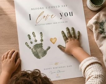 Dad Birthday Card From Kids, Editable Handprint Card Template, DIY Printable Daddy Gift From Baby Toddler, Canva Birthday Keepsake