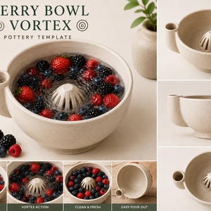 Ceramic Berry Bowl Pottery fruit vortex washing bowl Template Modern  Fruit Basket Slab Building (Digital PDF) pottery template