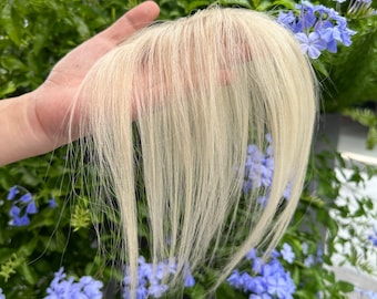 10" Platinum Blonde Remy Human Hair Topper, Slim Parting Line Cover, Invisible Crown Volume