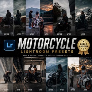 Lightroom-voorinstellingen voor motorfietsen | Dark Moody Biker-filters | Autofotografie | Digitale download voorinstellingenpakket mobiel en desktop