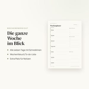 Wochenplaner zum Ausdrucken | undatierte Canva Vorlage A4 | Tagesplaner PDF | Wochenübersicht To-Do | digitaler Download Deutsch image 5