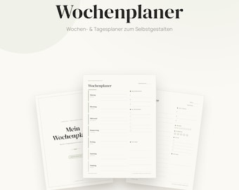 Wochenplaner zum Ausdrucken | undatierte Canva Vorlage A4 | Tagesplaner PDF | Wochenübersicht To-Do | digitaler Download Deutsch