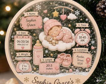 Personalized Baby’s 1st Christmas Shaker Ornament, Custom Newborn Name Keepsake, First Christmas Baby Ornament Gift, Baby Shower Gift