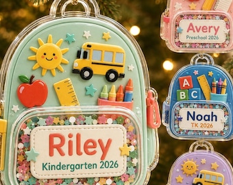 Adorno acrílico personalizado para jardín de infantes 2026, recuerdo personalizado con nombre para mochila, regalo para el primer día de clases, regalo de Navidad para la graduación preescolar.