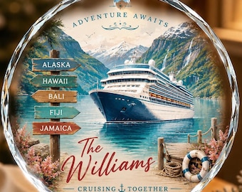 Custom Cruise Travel Keepsake, Personalized Destination Glass Ornament, Cruise Ship Vacation Ornament, Traveler Christmas Gift