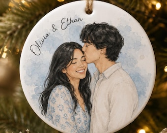 Personalized Watercolor Portrait Keepsake Gift,Custom Photo Ornament, Family Couple Bestie Ornament, Chistmas Gift