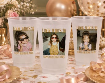 Personalized Birthday Stadium Cup, Custom Photo Party Cup, Look Who's 30 Reusable Cup, Birthday Party Favor, Personalized Birthday Gift