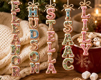 Personalized Kids Name Christmas Tag for Stockings, Custom Gingerbread Alphabet Ornament, Family Keepsake Gifts, 2026 Stocking Tags