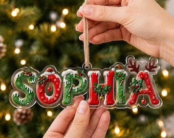 Custom Name Christmas Acrylic Ornament, Personalized Gingerbread Letter 2D Ornament, Kids Family Tree Keepsake 2026
