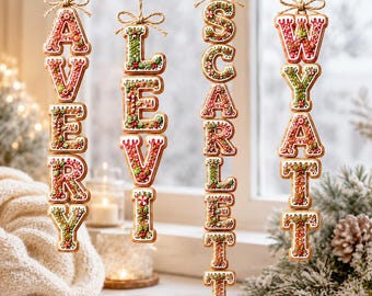Custom Gingerbread Alphabet Ornaments, Personalized Christmas Decorations, Christmas Name Tags, Kids Christmas Gifts