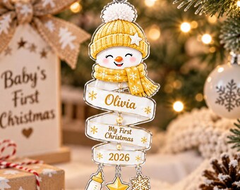 Baby’s First Christmas Acrylic Ornament, Personalized Baby Name Keepsake 2026, Newborn First Christmas Gift, Custom Baby Ornament