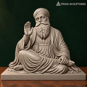 3D-gedruckte Guru Nanak-Statue (sitzend) | Guru Nanak-Statue | Sikh-Guru-Statue | Hochwertige Wohndekoration | Religiöse Kunst des Sikhismus | Spirituelle Skulptur