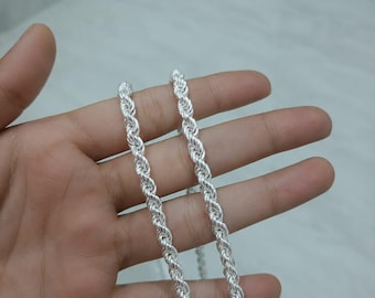 Massieve ketting van 925 sterling zilver met gedraaide touwconstructie – Unisex, minimalistische stijl