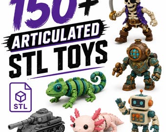 150+ Articulated STL Bundle | Flexi Animals & Toys | Fidget Prints Collection | 3D Printable Models | Instant Download