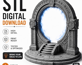 Fantasy Portal Terrain STL | Ancient Stone Gate | DnD Pathfinder Scatter Scenery | Wargame 3D Print | Dungeon Terrain Instant Download 3MF