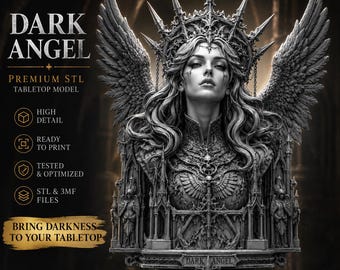 Dark Angel STL & 3MF Files | Gothic Angel | Dark Fantasy Figurine | 3D Printable Home Decor | Instant Download