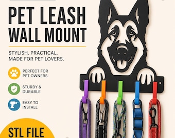 Dog Leash Holder STL & 3MF Files 3D Print Digital Download | Wall Hook Printable | Pet Leash Wall Mount 3D Printable Dog Lover Gift