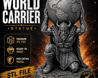 Atlas Statue STL & 3MF Files | Greek Titan Sculpture | World Carrier Figure | Mythology Decor | 3D Print Download