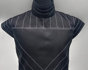 Boba Fett Inspired Black Cotton Flak Vest | White Detailing Sci-Fi Armor Vest
