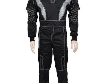 Bo-Katan Kryze Inspired Black Mandalorian Flight Suit | Black and Silver Sci-Fi Warrior Cosplay Costume