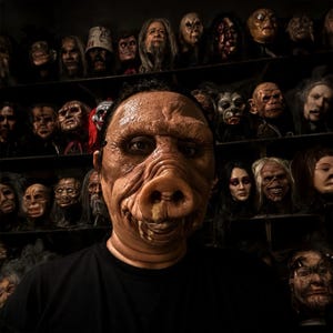 Realistisch varkenslatex masker Bloederige overhead dierenvermomming voor Halloween en cosplay