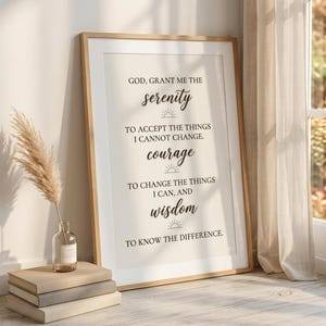 Serenity Prayer Wall Art, Recovery Gift for Sobriety Anniversary, Minimalist Christian Home Decor, Sponsor Gift