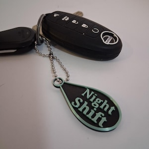 Night Shift Keychain | Dawn Radiance Color-Shifting PLA | Custom Text Available | Gift for Shift Workers
