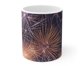 Taza de café / Estampado de fuegos artificiales del 4 de julio