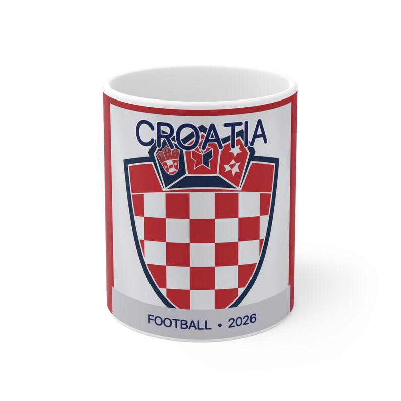 Taza de fútbol con diseño de tablero de ajedrez de Croacia 2026 imagen 1