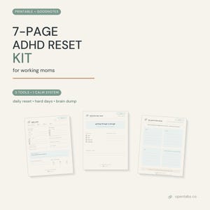Paquete de planificadores para madres trabajadoras con TDAH: kit de reinicio de 7 páginas (imprimible + GoodNotes)