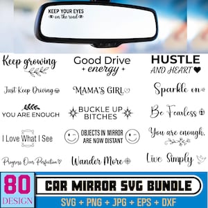 Car Mirror SVG Bundle, 80 Drive Safe Mirror Decal Designs, Car Mirror Stickers, Car Lover SVG, Inspirational Car SVG, Cricut & Silhouette
