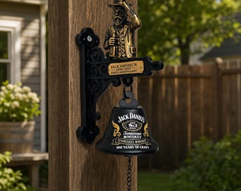 Metallglocke im Retro-Jack-Daniel's-Whisky-Design, 3D-Wanddekoration für Garten und Terrasse