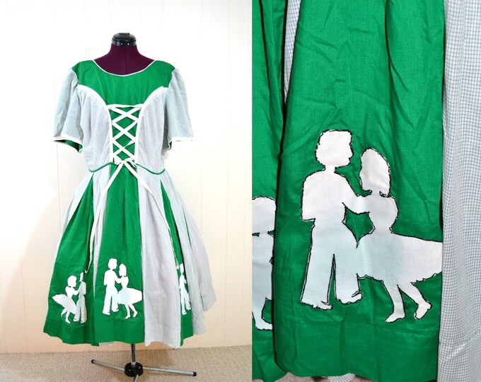Vintage Plus Size Square Dancing Dress With Full Skirt Size Etsy