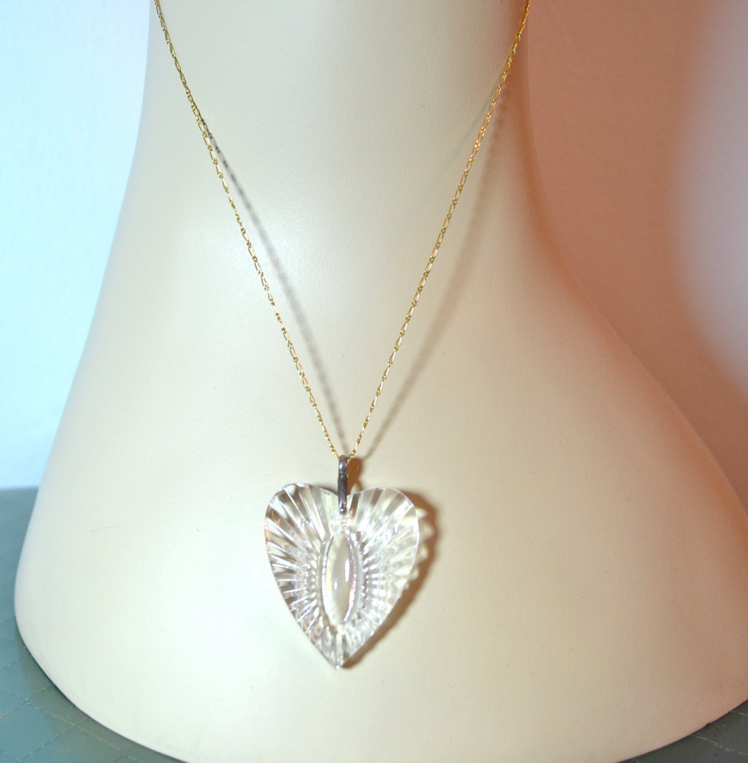 1980s Vintage Waterford Crystal Heart Pendant and 14kt Gold Etsy