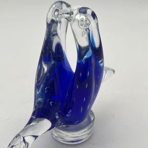 MURANO ITALIAN LOVEBIRDS figurine, SapPHire Blue glass , ArT, stunning quality, Italy