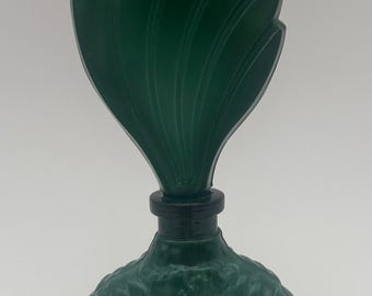 GORGEOUS MALACHITE PERFUME bottle with stopper, Czech made, green ArT DeCo!
